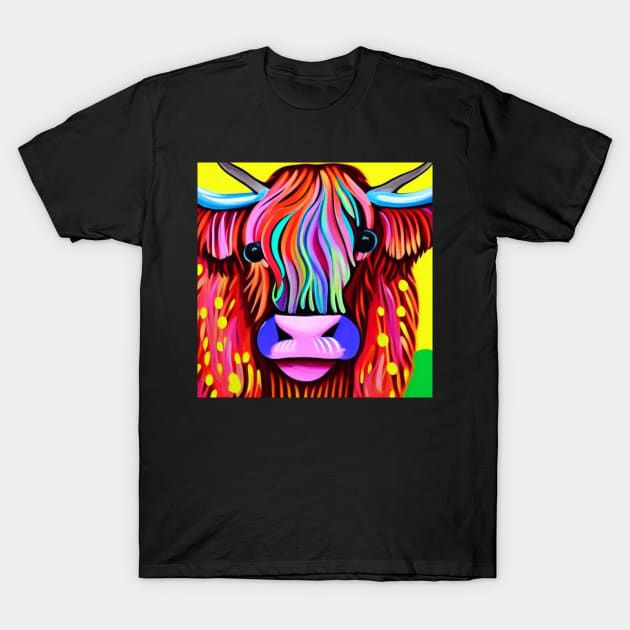 Rainbow Highland Cow T-Shirt by TrapperWeasel